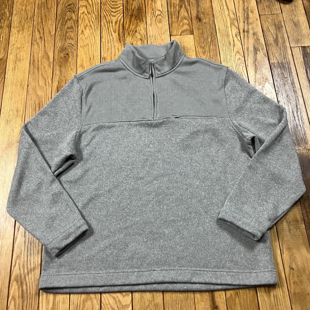 VAN HEUSEN‎ Mens XXL Regular Fit Quarter Zip Fleece Pullover Sweater Gray